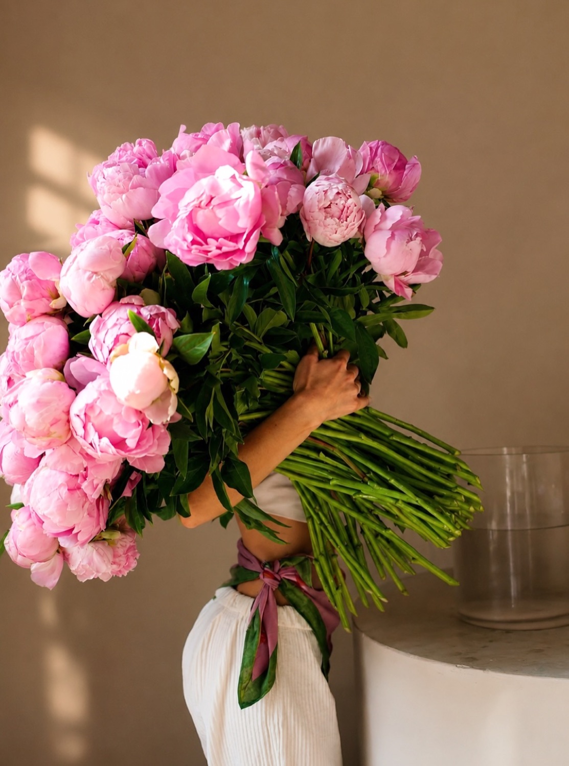 Buchet mare de bujori roz