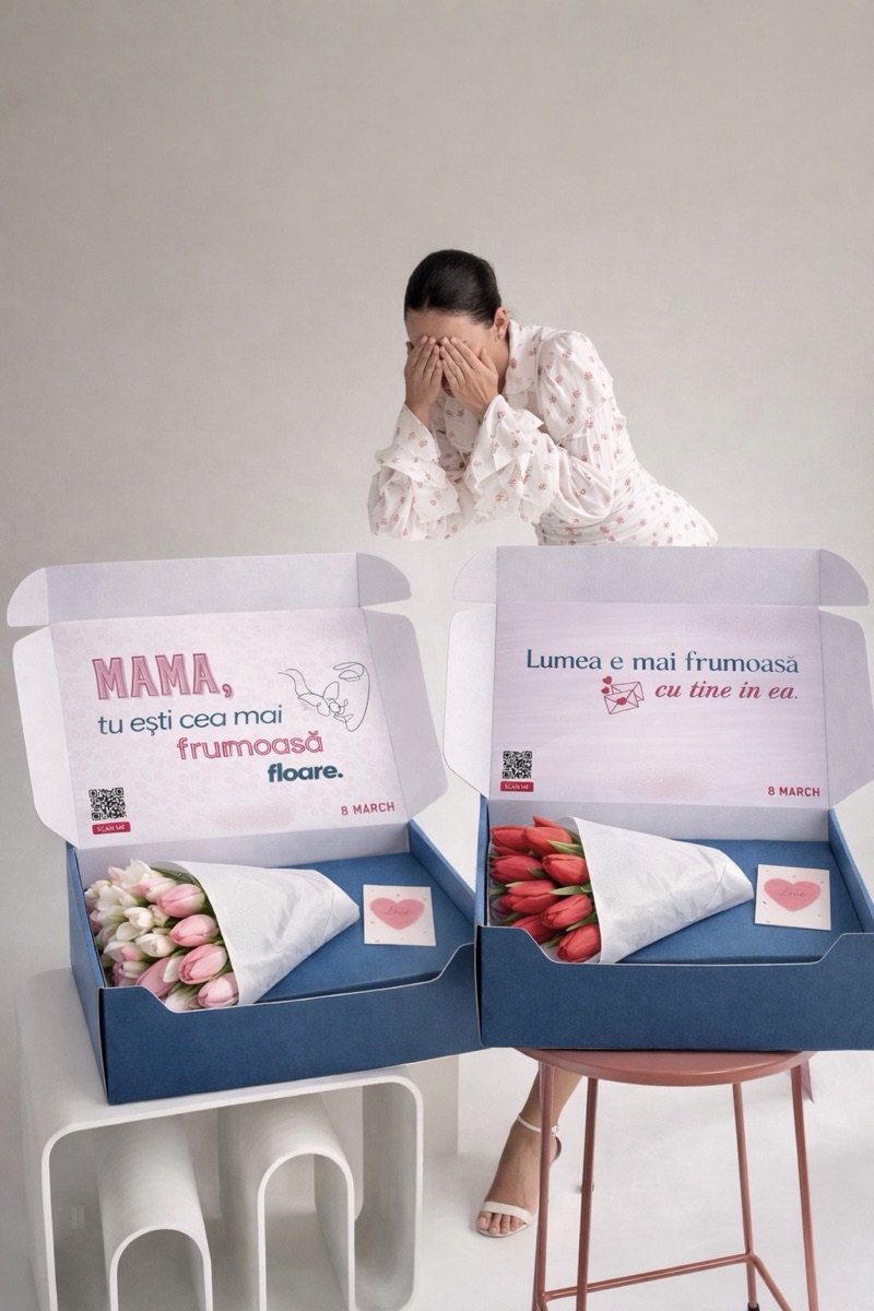 Two personalized flower boxes with custom messages